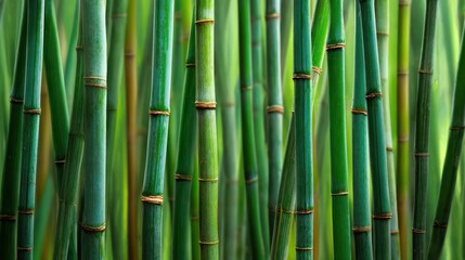 Lush green bamboo forest background, nature scene