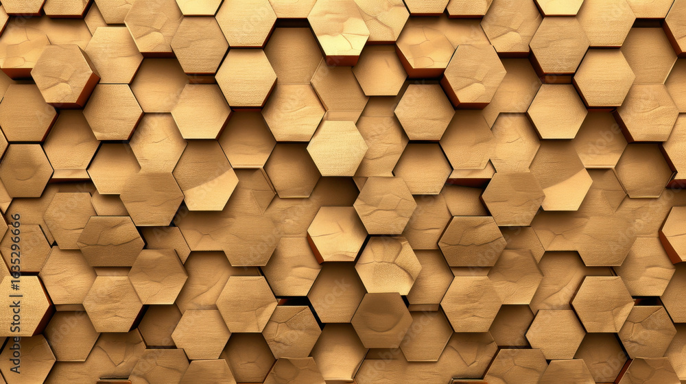 Aufkleber wooden hexagonal patterns create visually striking texture, showcasing natural grain and warmth. thi