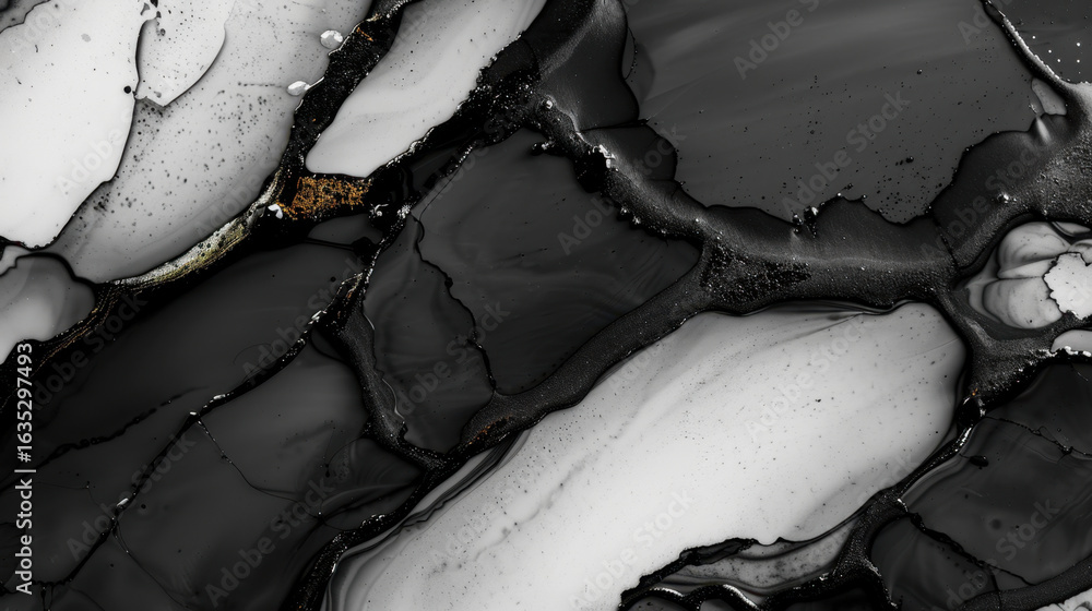 Poster elegant black and white abstract design featuring fluid patterns and textures, showcasing blend of g