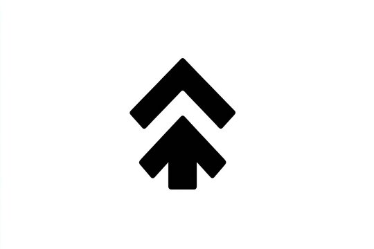 Two overlapping black upward-pointing arrows
