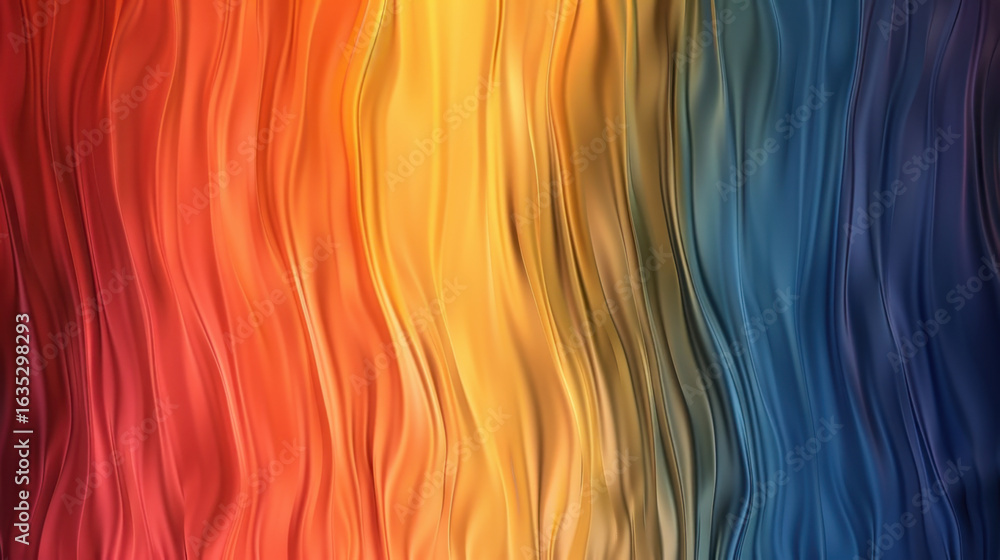 Poster vibrant waves of color blend seamlessly, creating mesmerizing gradient from red to orange, yellow, g