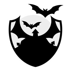 Shield with bats and full moon silhouette