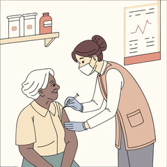 23.	Senior citizen receiving COVID-19 booster shot generead by ai