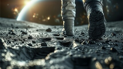 an astronaut's footprints on the moon's surface, a symbol of space exploration and discovery