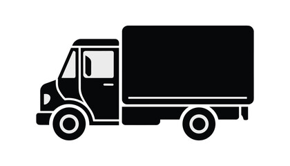 Fototapeta premium Delivery Truck Silhouette Icon, Black and White Vector Illustration for Transportation, Shipping, Logistics, Cargo, Freight, Moving Services, and Commercial Vehicle Design