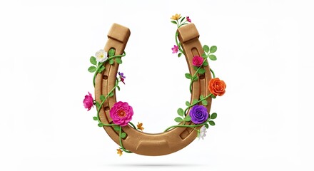 Decorative horseshoe with flowers and vines