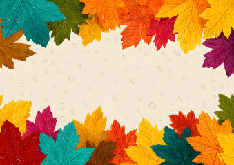 Fall Festival template. Bright colourful autumn leaves on horizontal background. Template for holidays, concerts and parties. Autumn theme
