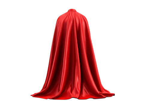 Red satin cloak draped on black background elegant fabric, Isolated On Transparent Background, Png, Cut Out