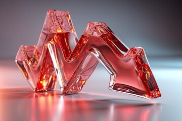 Red, transparent glass downward trending graph