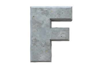 3D Concrete Letter F Isolated On Transparent Black Background