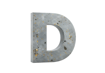 3D Concrete Letter D Isolated On Black Background Illustration