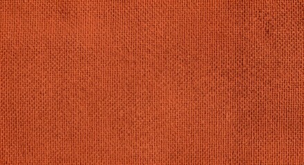 Terracotta orange raw canvas fabric macro, cross-weave texture and rustic folds, warm lighting for artisan branding and eco packaging visuals