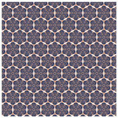 Elegant Floral Mandala Tile Pattern in Blue and Beige