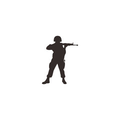 Obraz premium silhouette of armed soldier