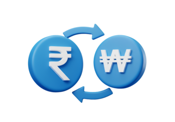 3D Illustration Currency Exchange with Blue Circle Arrows on Transparent Background