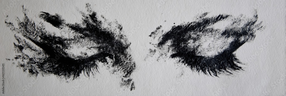 Poster smudged eyeliner strokes create abstract art with untouched right margin portraying artistic express
