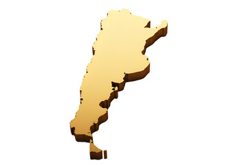 3D Golden Argentina Map Illustration Isolated On Black Background