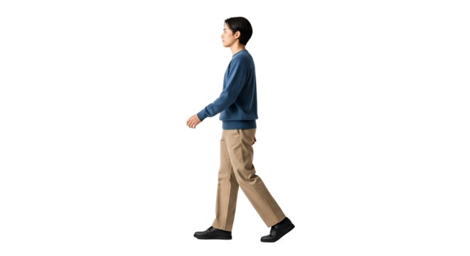 Confident young professional walking forward with purpose in modern casual business attire style trend