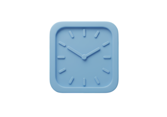 3D Illustration of a Blue Square Clock Isolated on a Black Background