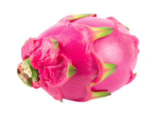 Vibrant pink dragon fruit with green scales, a tropical delight for healthy recipes and exotic cuisine