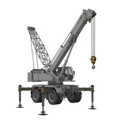 3D Illustration of a Grey Crane Isolated on a Transparent Background