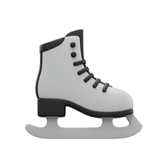 3D Illustration Of A Single White And Black Ice Skate Isolated On White Background