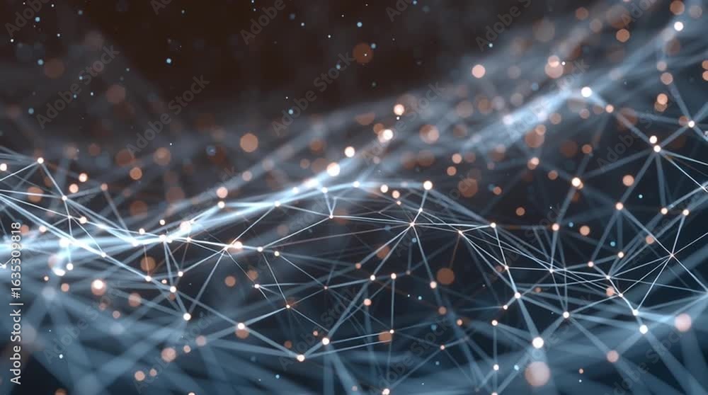 Poster glowing nodes in abstract data
