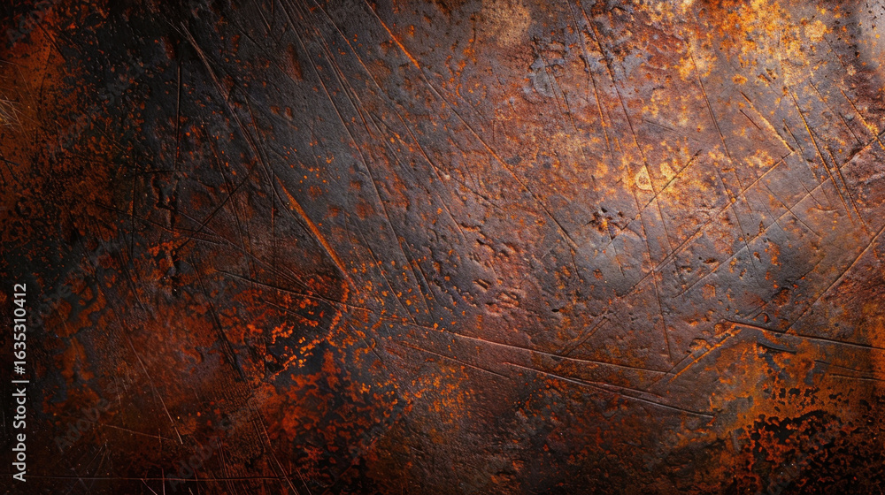 Aufkleber rusty metal surface with intricate textures and warm tones of orange and brown, showcasing beauty of