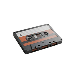 Obraz premium 3D Illustration of a Retro Audio Cassette Tape with Orange and Black Details