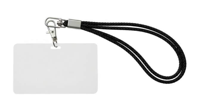 Blank Id Card With Black Lanyard