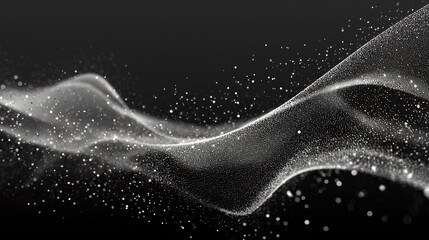 Abstract stipple wave flow in light grain texture and digital spray. Gradation of particles in monochrome background. Vector illustration Stock Vector