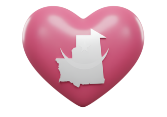 3D Illustration of Pink Heart Shape With Map and Transparent Background