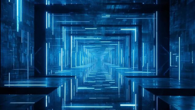 Data Center with Colorful LED Lights