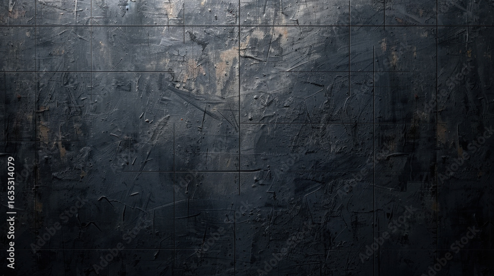 Poster textured dark wall with rough surface, showcasing blend of black and gray tones, creating modern and