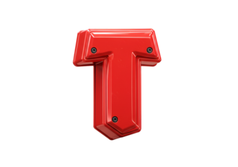 3D Illustration of the Red Glossy Letter T Isolated On Transparent Background