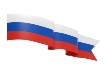 3D Illustration of the Russian Flag Ribbon Waving on Transparent Background