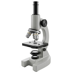 3D Render Illustration of Gray Microscope Isolated on Transparent Background