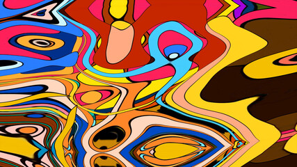 Obraz premium Close up of swirling vibrant colors creating an abstract fluid, and psychedelic pattern design effect 