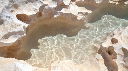 Water reflection on natural rock texture outdoor environment