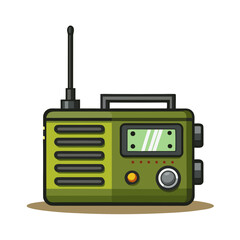 Fototapeta premium a green military-style portable radio transceiver with an extendable antenna, no background vector file.