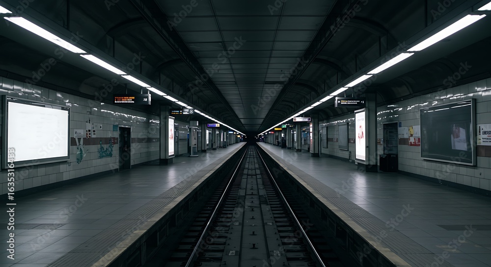 Poster empty subway station background with copy space