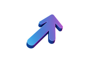 3D Isometric Upward Arrow Icon with Gradient Colors on Isolated Background