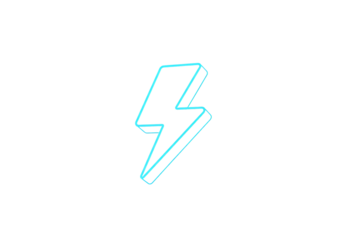 3D Neon Blue Lightning Bolt Icon Isolated On Black Background Illustration