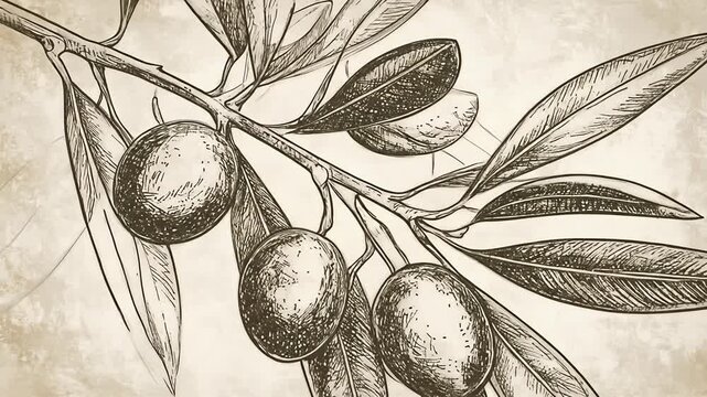 Vintage olive branch illustration