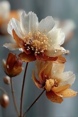 Close-up of Vibrant Flower with Dew on Petals