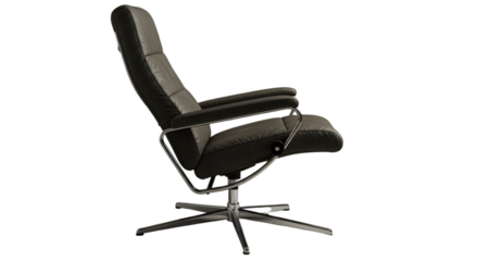 3D Render Of A Modern Black Leather Chair On A Transparent Background