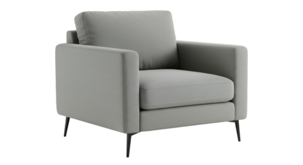 3D Render Of A Modern Grey Armchair Isolated On A Transparent Background