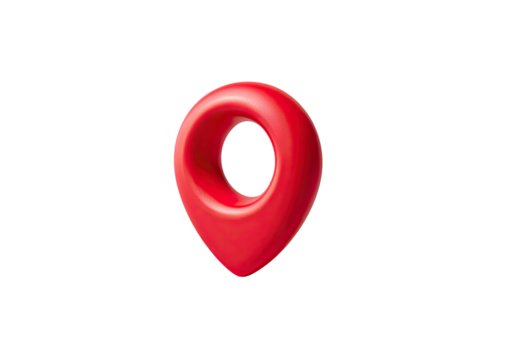 3D red location pin icon on black background
