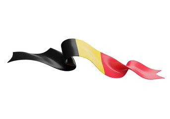 3D Render of Belgian Flag Ribbon on a Transparent Background