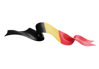 3D Render of Belgian Flag Ribbon on a Transparent Background